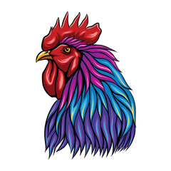 Rooster head colorful logo