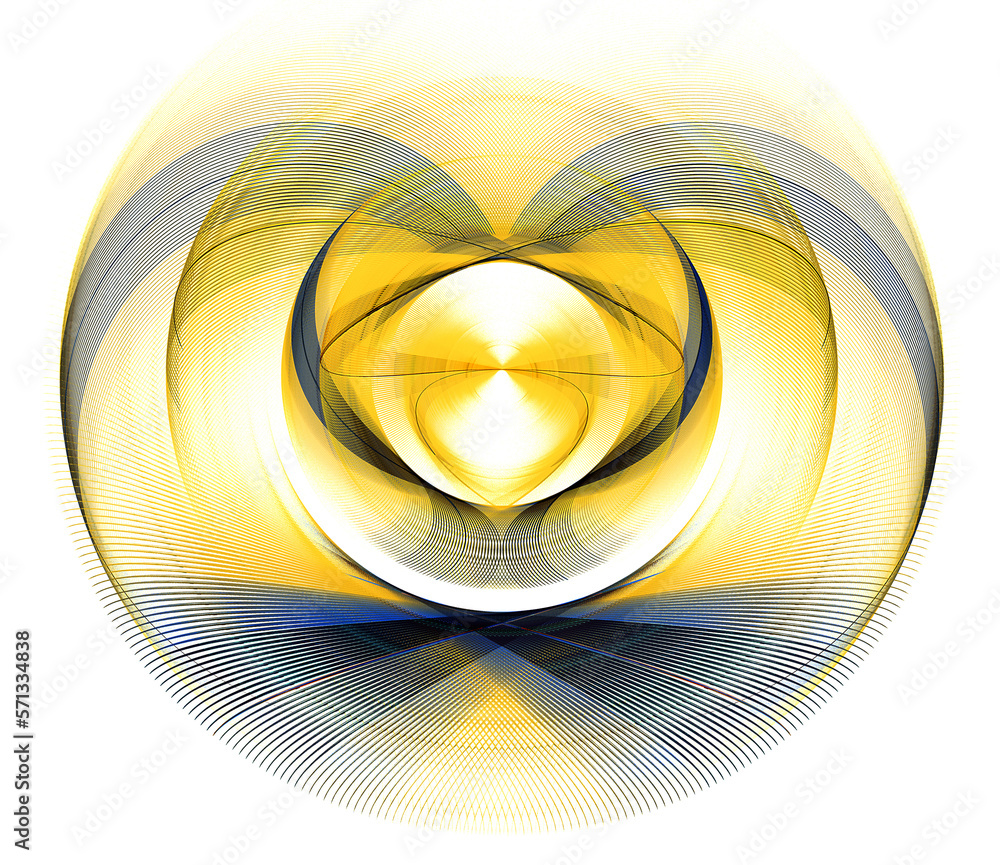 Poster symmetrical abstract striped heart pattern on a white background. abstract fractal background. 3d re