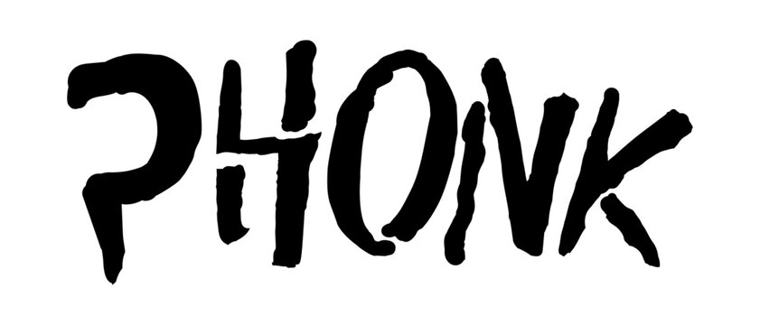 Cool inscription "Phonk" in graffiti style. Phonk text modern style. Youth culture. Vector isolated on white background.