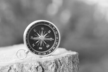 round compass on natural background