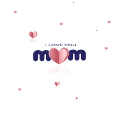 Birthday card for mom. pink paper hearts on a banner in vector form. Love-related symbols on a white background