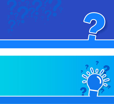 light bulb and Question mark on blue background. Creative thinking ideas