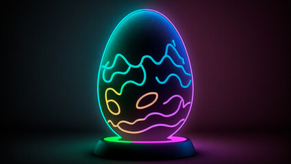 neon easter egg, with several lights and several colors shining, illustration, digital art, 3D