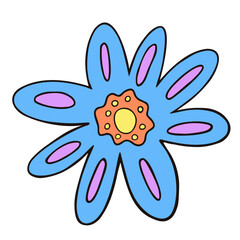Retro daisy flower illustartion. Funky primitive vibrant flower