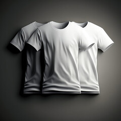 White t-shirt with copy space on gray background. Illustration AI Generative