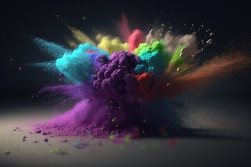 Colorful powder explosion. Happy holi festival of colors art concept.