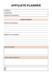 Minimalist planner pages templates. Printable Life & Business Planner Set. Life and business planner. 
  Printable Page Affiliate Planner