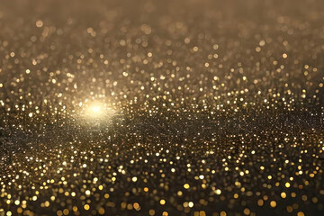 Abstract background with golden sparkles and light glare. AI generative.