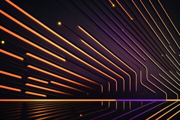 Orange and black abstract lines background