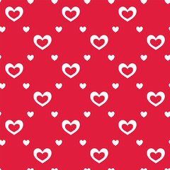 Valentine seamless pattern. Red and white background. Heart shape tile. Vector illustration.