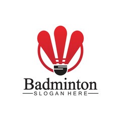 Badminton Logo vector icon illustration design template.Badminton Shuttlecock icon logo.Badminton sport logo template vector. Sport club logo concept