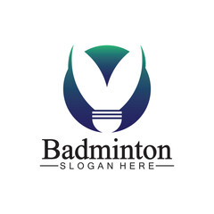 Fototapeta premium Badminton Logo vector icon illustration design template.Badminton Shuttlecock icon logo.Badminton sport logo template vector. Sport club logo concept