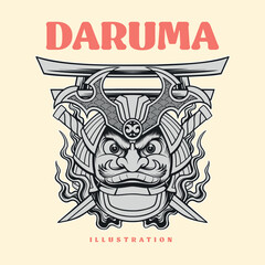Vector of Japanese daruma illustration design