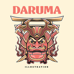 Japanese daruma vector illustration set design