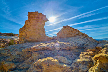 Sandstone formations at El Mapais National Monument, New Mexico.