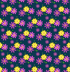 Fototapeta na wymiar Seamless pattern of the cosmos flowers