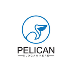 Obraz premium Pelican bird logo design, line art pelican bird logo vector illustration template