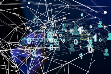 Abstract technology group and data 3d - connection