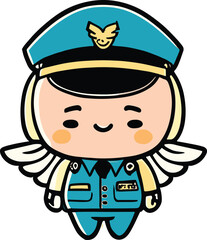 Vector image of policeman with angel wings..