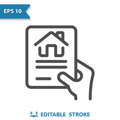 Contract Icon. Mortgage, Lease, Home, House, Document, Hand