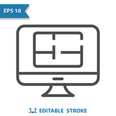 Architecture Icon. Blueprint, Computer, House Plan, Construction