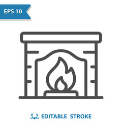 Fireplace Icon. Fire Place, Flame, Hearth