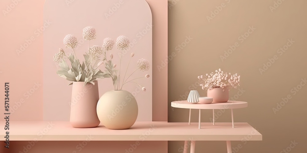 Poster mockup or abstract simple background for branding and product presentation with a light wood counter