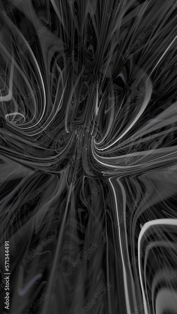 Poster portait vertical abstract dark grey metallic curved wave background 3d render. design element suitab