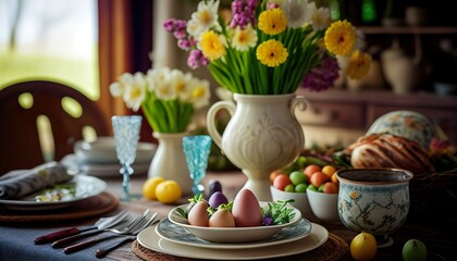 Obraz na płótnie Canvas Easter at Home: A Cozy Celebration with Loved Ones