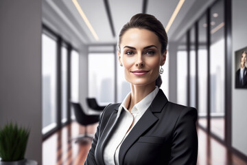 Gorgeous and Confident Businesswoman in a Modern Office - Empowering and Inspiring Stock Image for Women in Business and Leadership, Professionalism and Success
