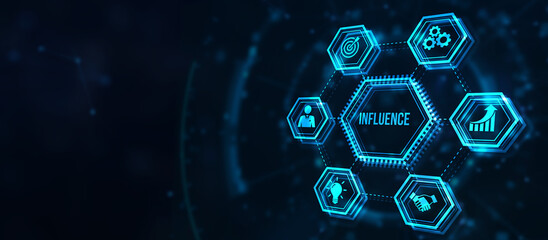 Internet, business, Technology and network concept. Influencer marketing concept. 3d illustration.