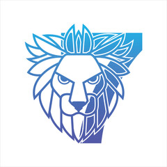 Colorful seven lion logo line