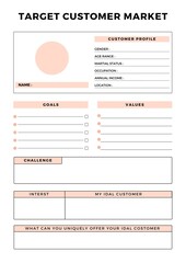 Minimalist planner pages templates. Printable Life & Business Planner Set. Life and business planner. Printable Page  Target Customer Market