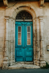 Fototapeta na wymiar Blue door in Larnaca