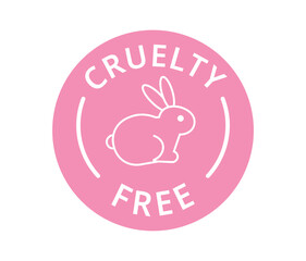 Pink version of cruelty free symbol rabbit.  - obrazy, fototapety, plakaty