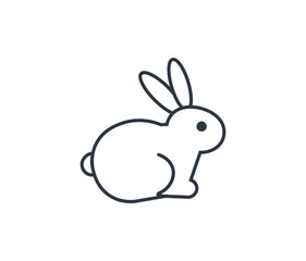 Isolated monochromatic rabbit symbol. 