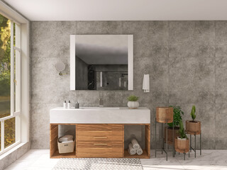 Bathroom interior design 3d render, 3d illustration