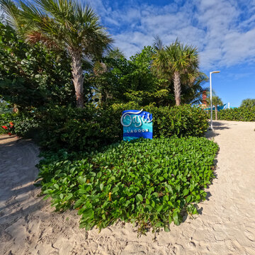  The Oasis Pool Sign At Coco Cay Which Is Royal Caribbean Cruise Lines RCL Private Island In The Bahamas.