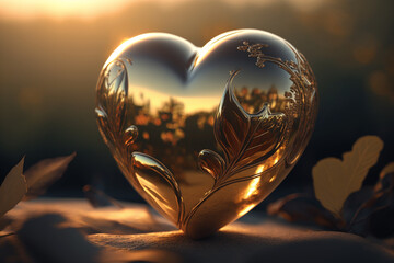 coração dourado precioso  do amor 