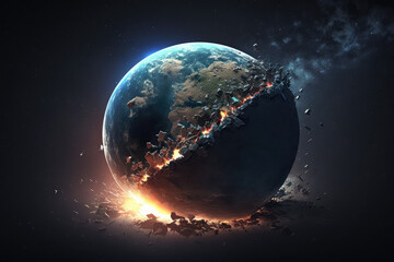 meteorite colliding with earth made by generative ai