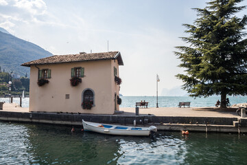 Fototapeta na wymiar Sunny summer day in Torbole resort on Lake Garda