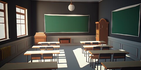 an empty class room for back to school concept. Generative AI