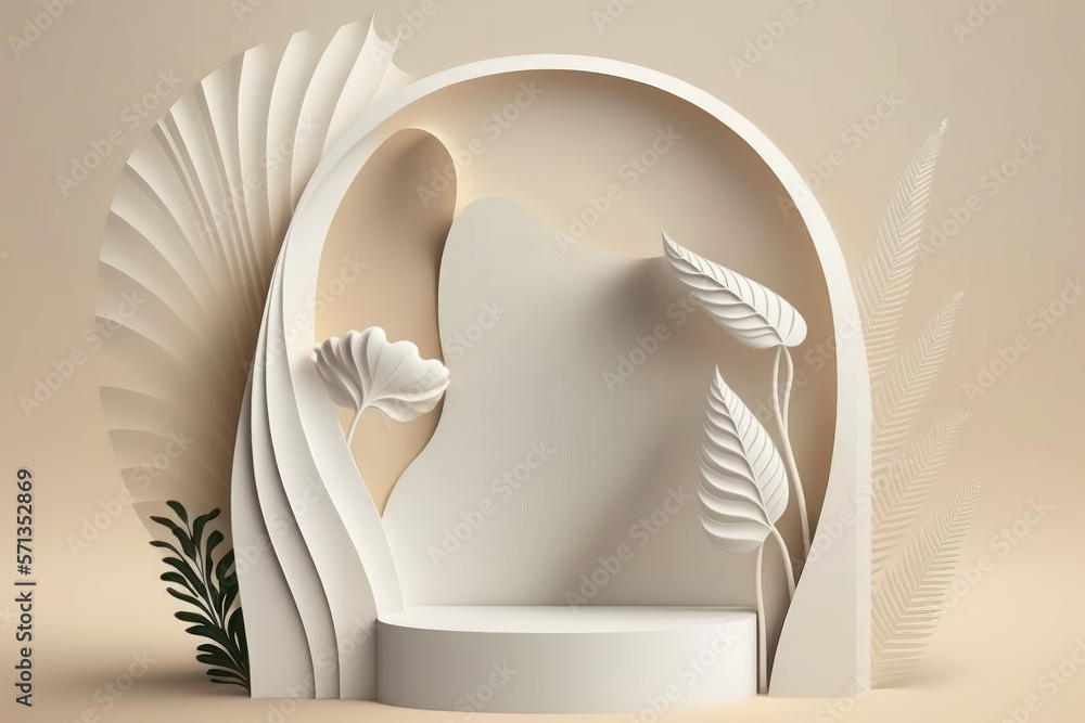 Poster 3d display product abstract minimal scene with geometric podium platform. Generation AI