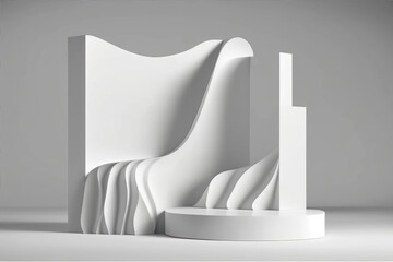 3d display product abstract minimal scene with geometric podium platform. Generation AI