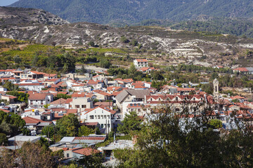 Fototapeta na wymiar Omodos town in Troodos Mountains on Cyprus island country
