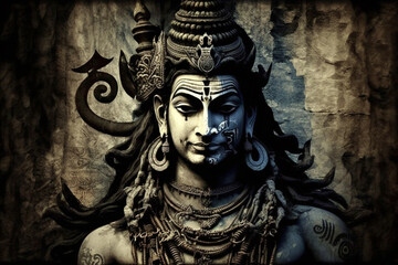 Hindu god Shiva lord representation. Hinduism religion concept. Ai generated