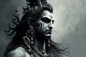 Hindu god Shiva lord representation. Hinduism religion concept. Ai generated
