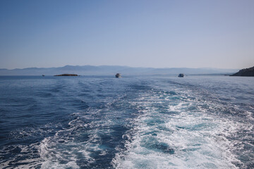 Sea view with Agios Georgios Island next to Akamas Peninsula in Cyprus island country