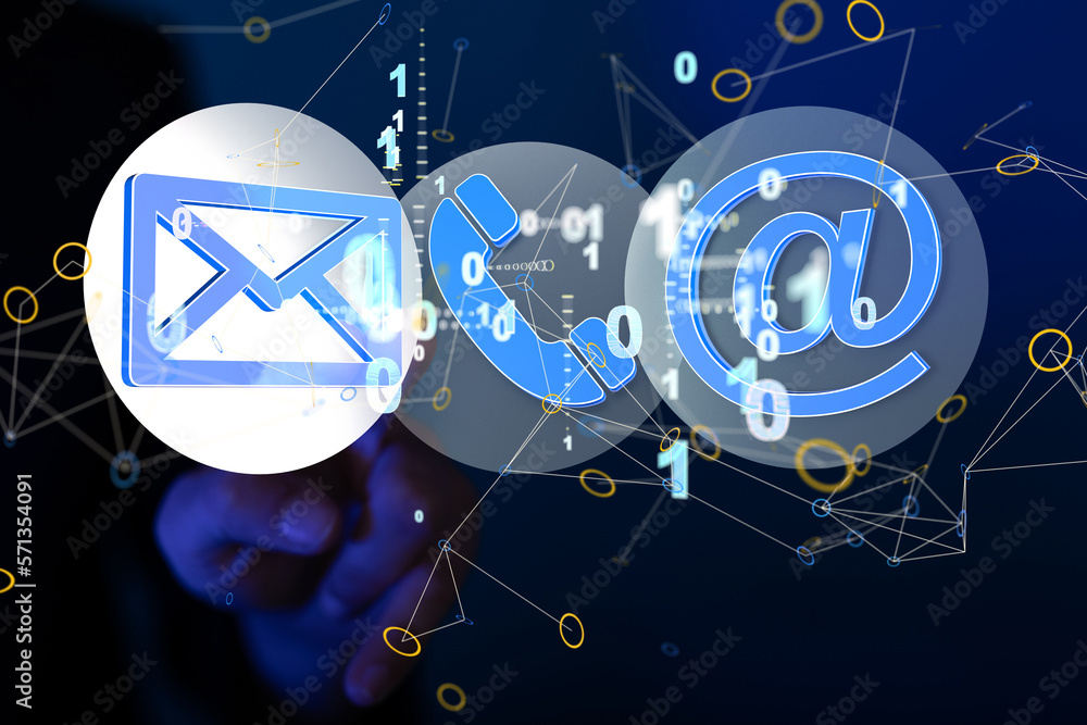Poster mail communication support contact concept service - connection