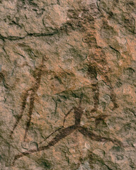 PREHISTORIC ROCK ART AND PAINTINGS IN THE SAHARA DESERT IN ALGERIA. AROUND DJANET OASIS AND TADRART REGION